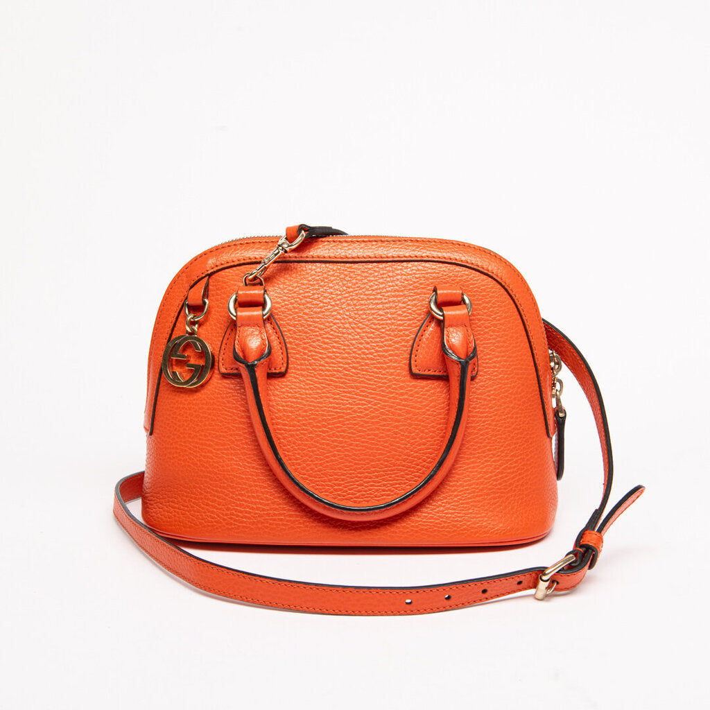 Gucci Orange Leather Charm Dome Handbag