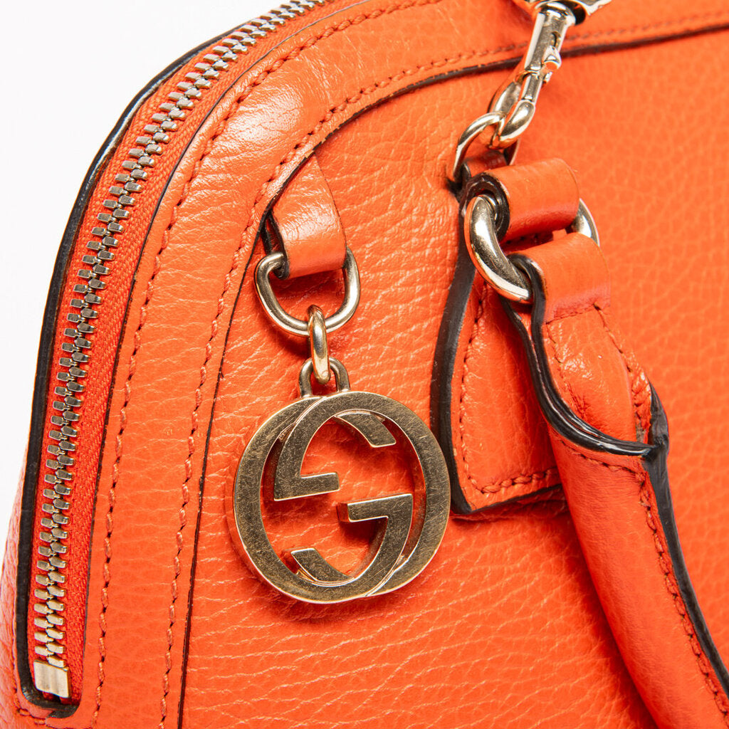 Gucci Orange Leather Charm Dome Handbag