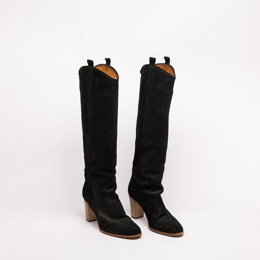 Barneys New York Black Suede Heeled Boots