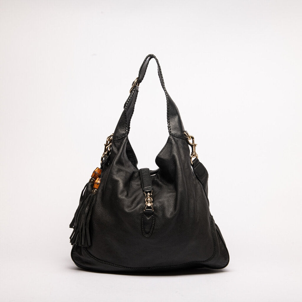 Gucci Black Piston Lock Jackie Hobo