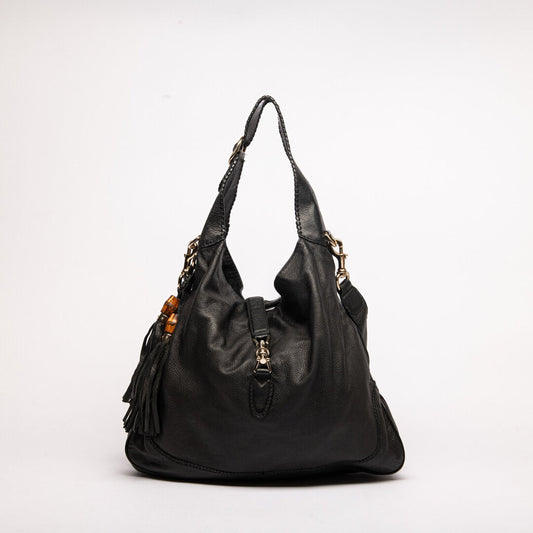 Gucci Black Piston Lock Jackie Hobo