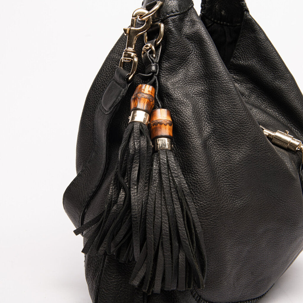 Gucci Black Piston Lock Jackie Hobo