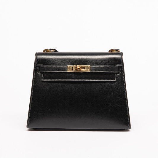 Hermes Black Box Calf Mini Kelly Crossbody Bag (1987)