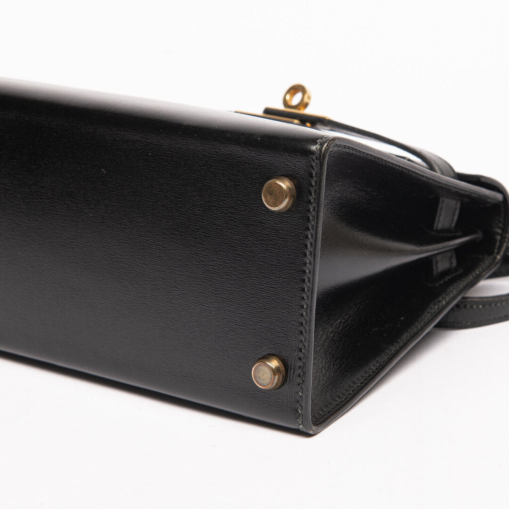 Hermes Black Box Calf Mini Kelly Shoulder Bag (1987)