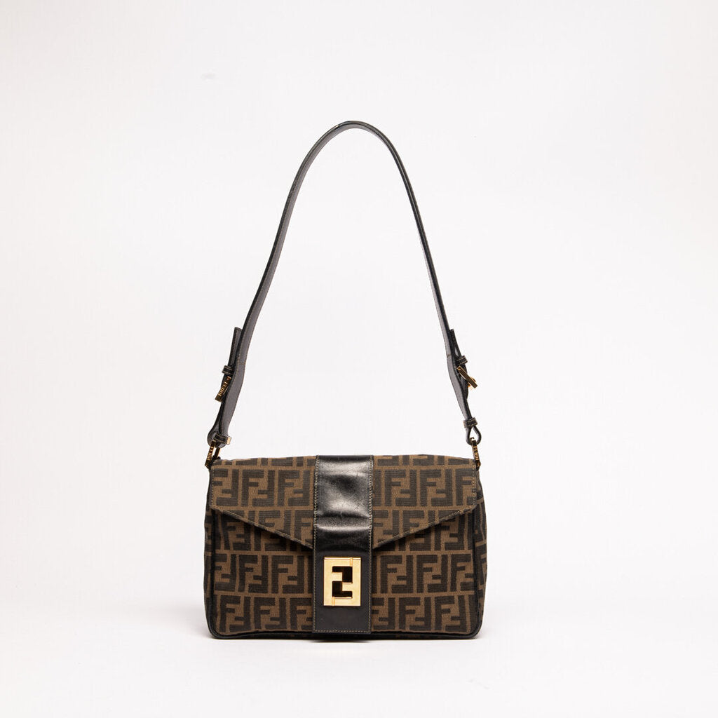 Fendi Brown Zucca Canvas Shoulder Bag