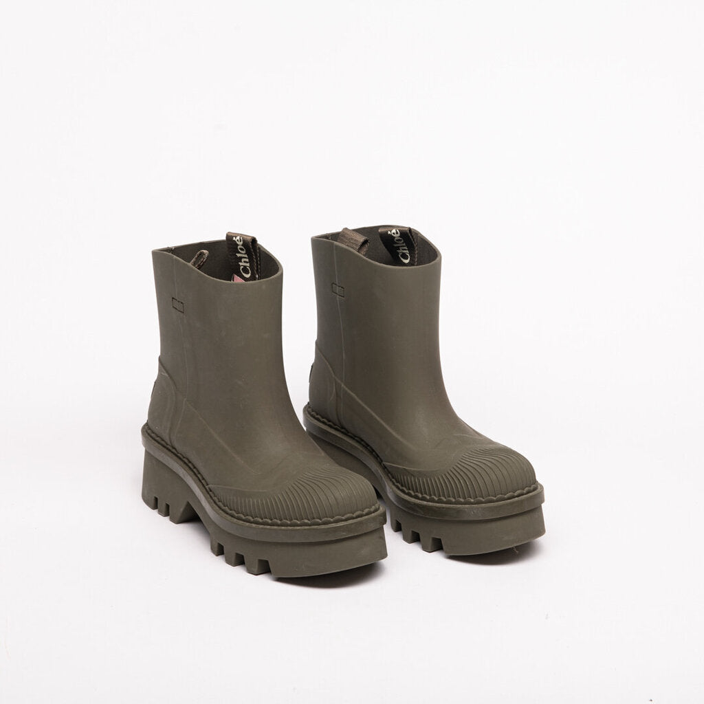 Chloe Green Rubber Rain Boots