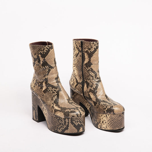 Dries Van Noten Brown Python Platform Boot