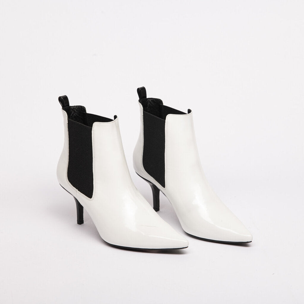 White Leather Heeled Booties (est 450)