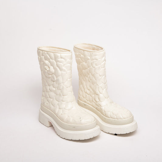 Valentino Cream Floral Rubber Boot