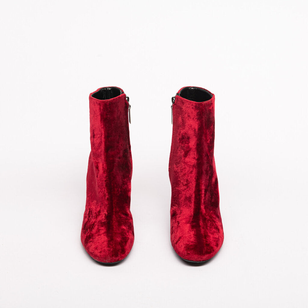 Saint Laurent Burgundy Velvet Ankle Boot