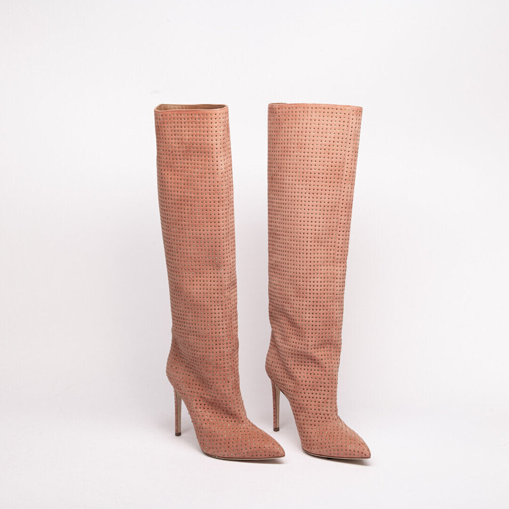 Paris Texas Pink Suede Bejewled Tall Boot