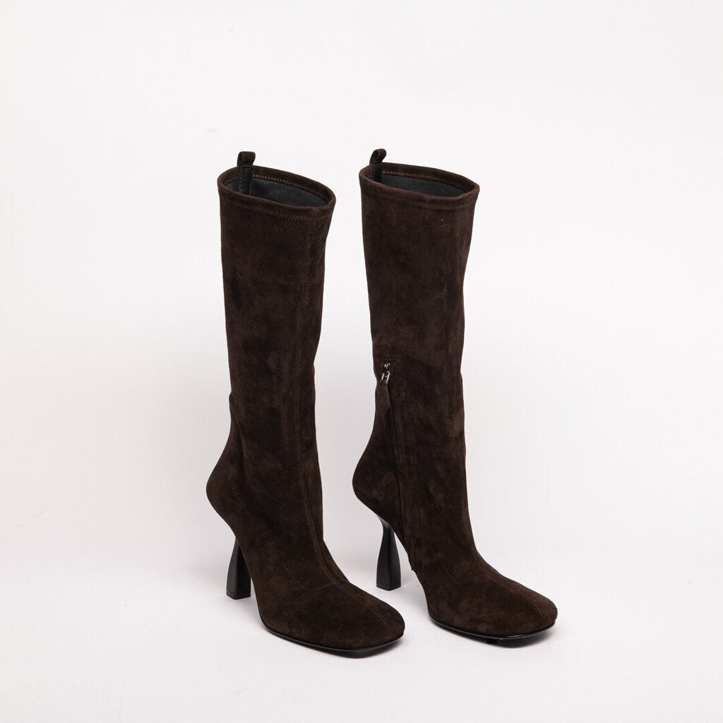 Hermes Brown Suede Halo Heeled Boot