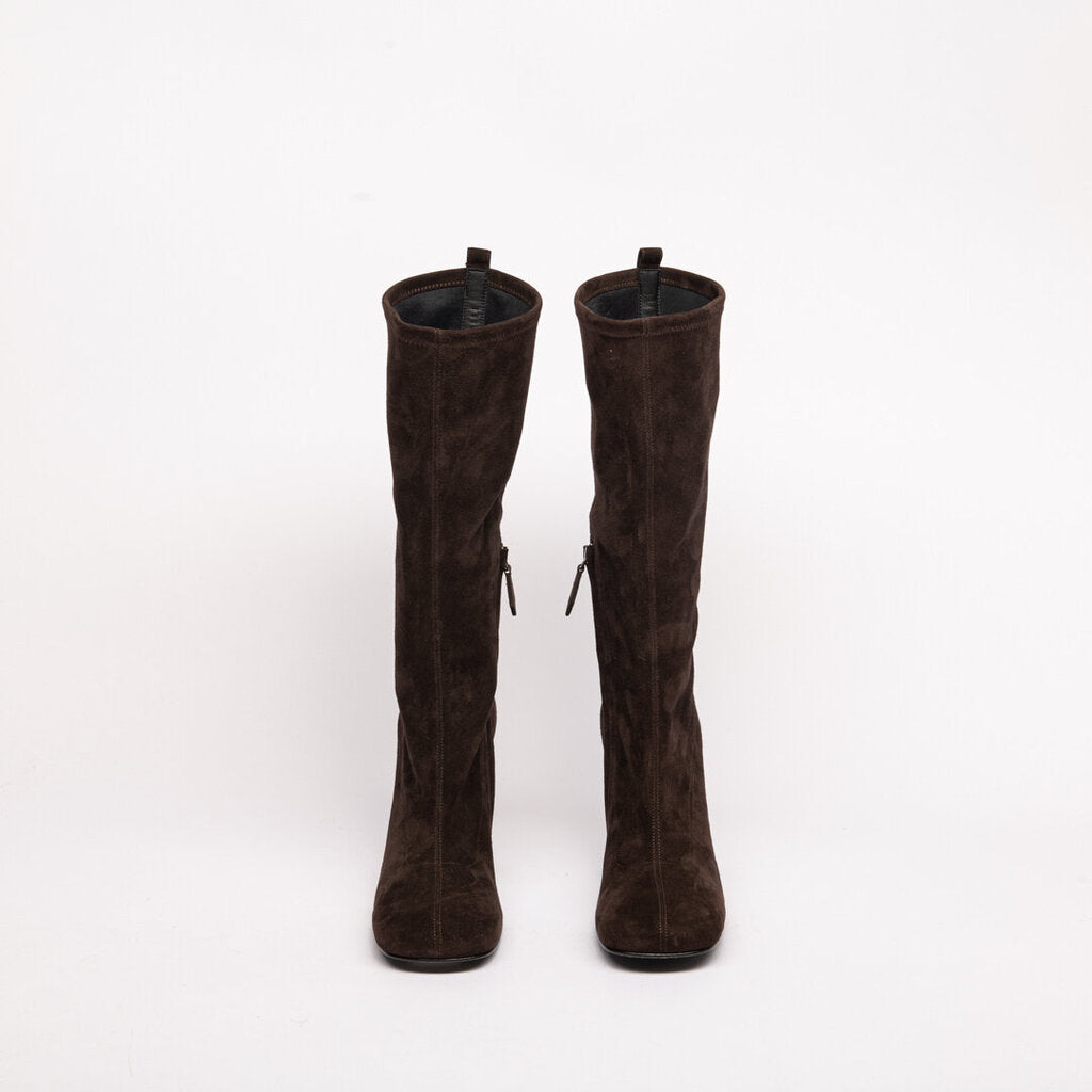 Hermes Brown Suede Halo Heeled Boot