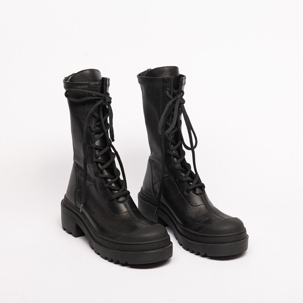 Black Leather Combat Boots (38)