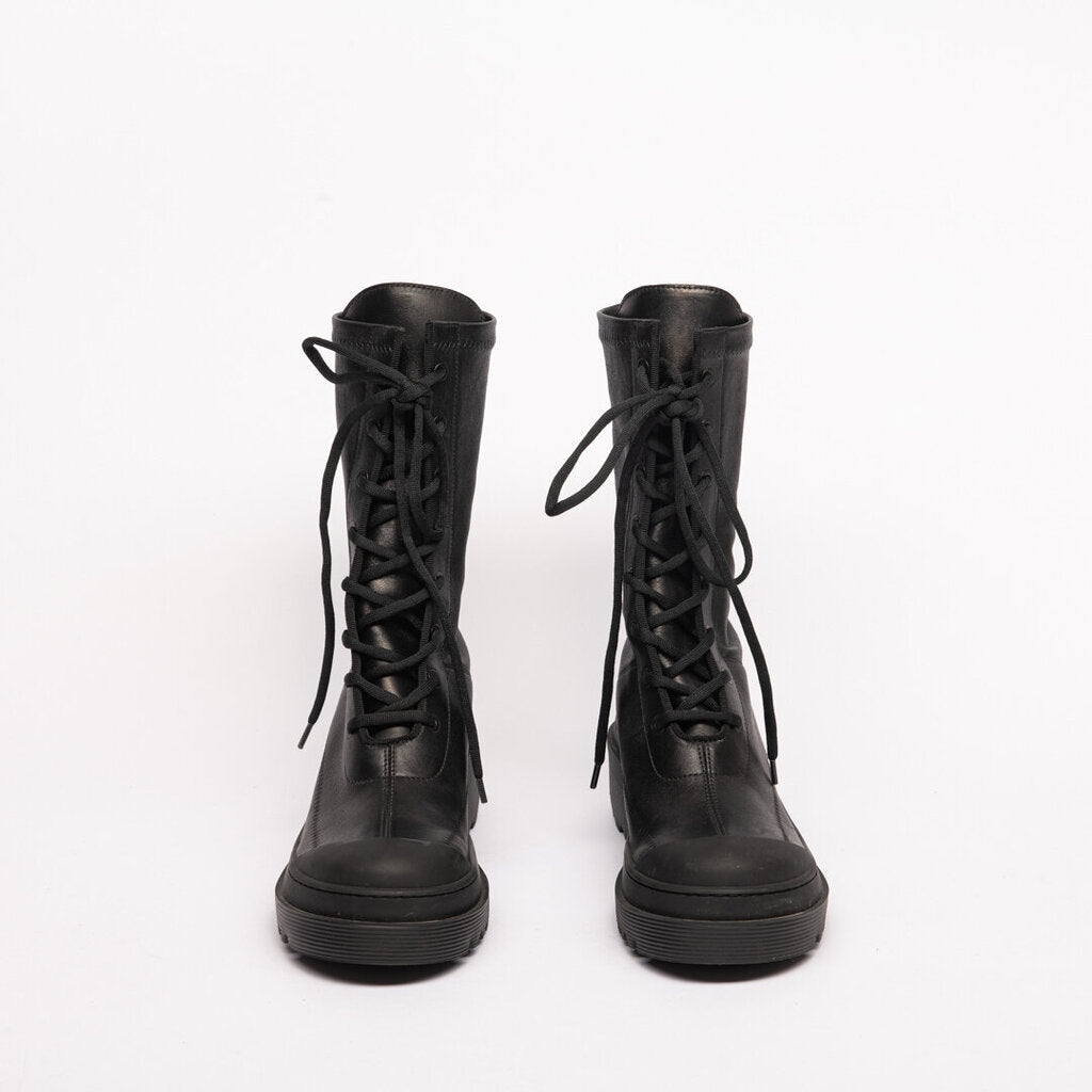 Black Leather Combat Boots (38)
