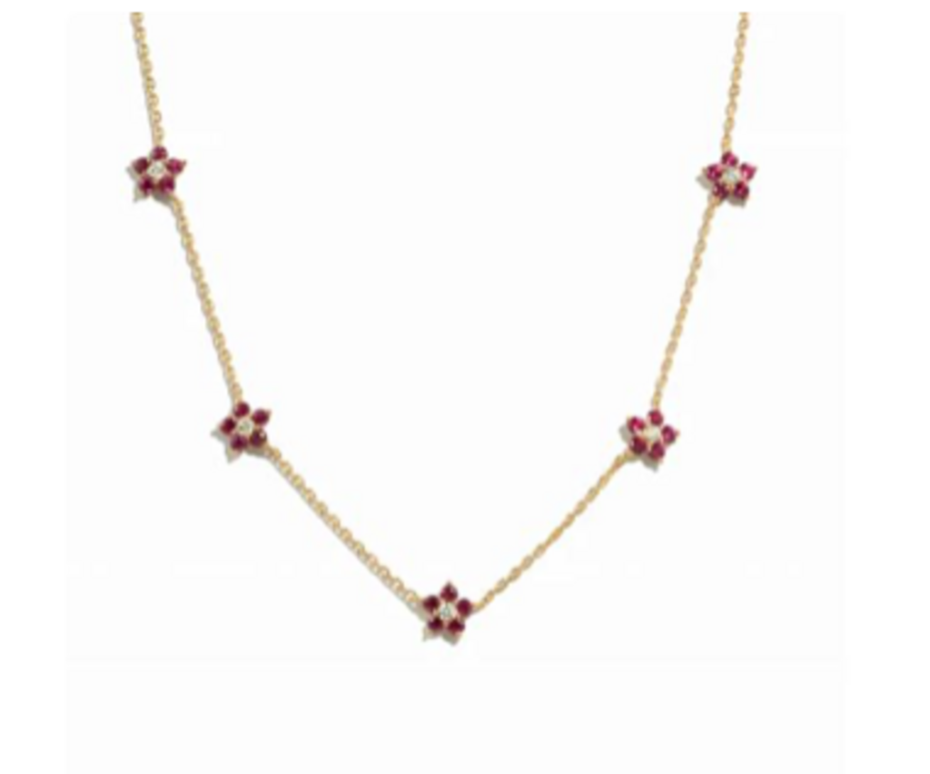 Red DIAMOND FLOWER NECKLACE