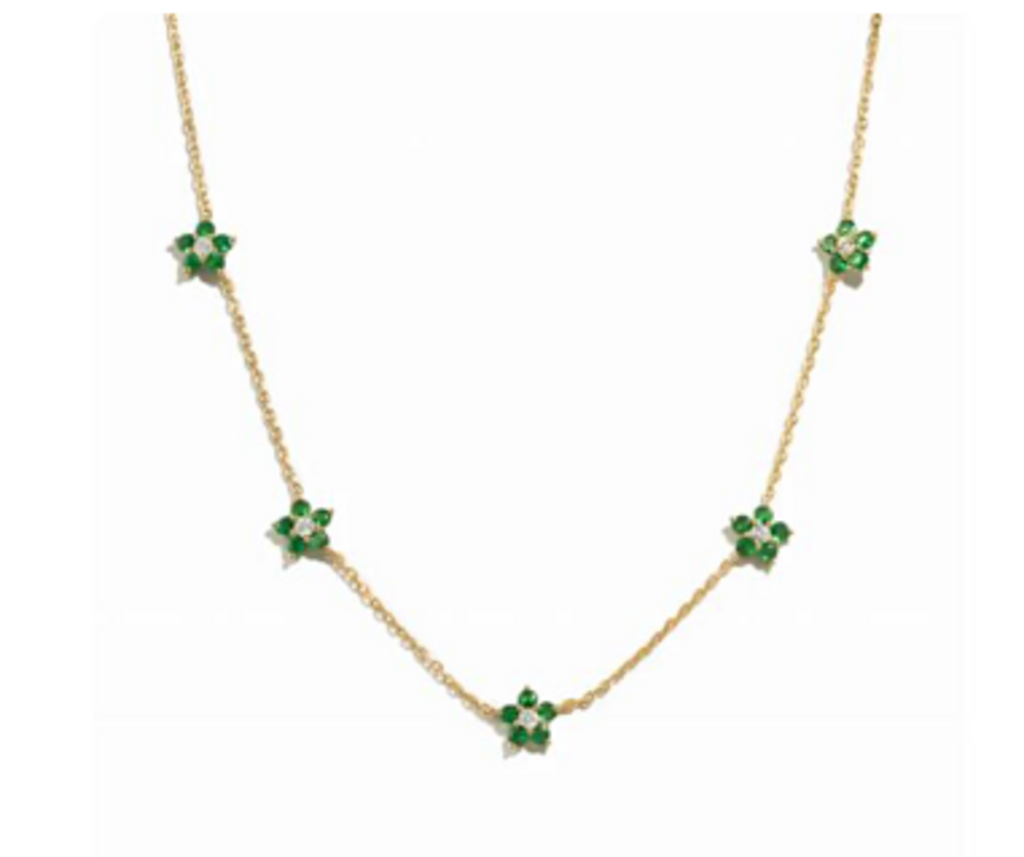 Green DIAMOND FLOWER NECKLACE