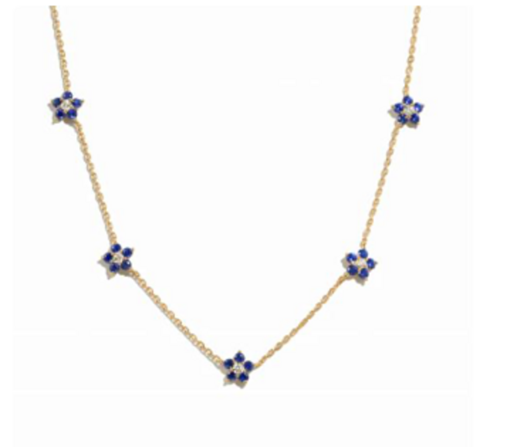 Blue DIAMOND FLOWER NECKLACE YG
