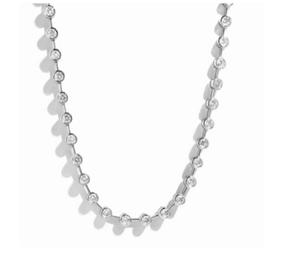 ICON BEZEL TENNIS NECKLACE WG 16'