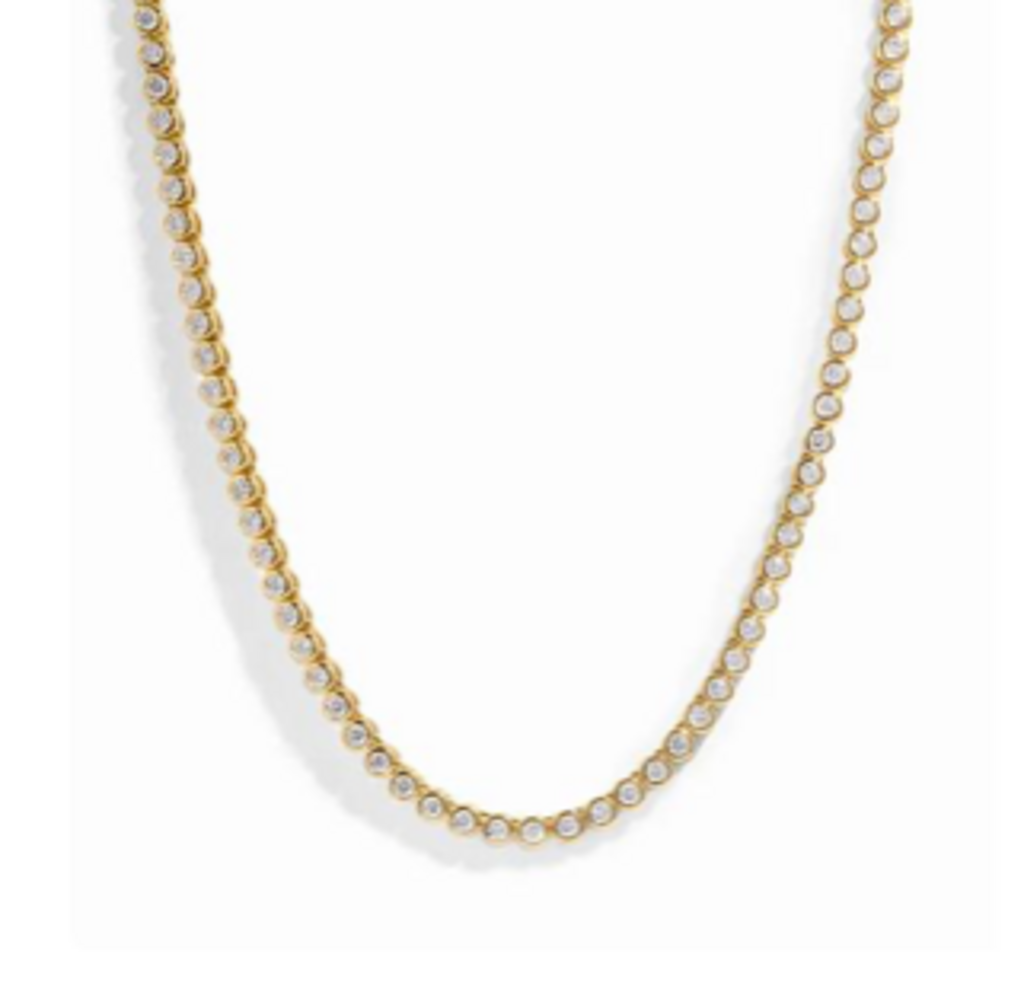 2.5MM ROUND BEZEL TENNIS NECKLACE YG 16'