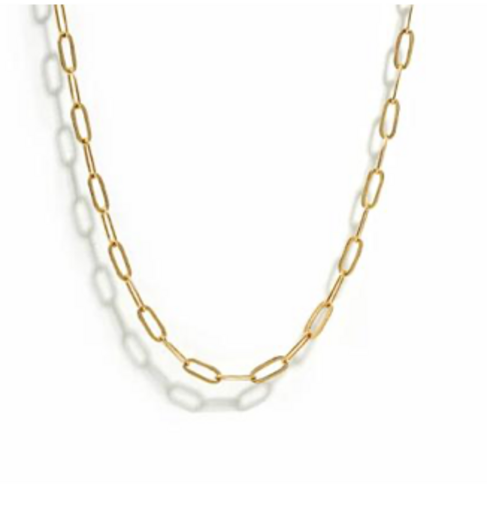 SMALL PAPERCLIP NECKLACE YG 16'