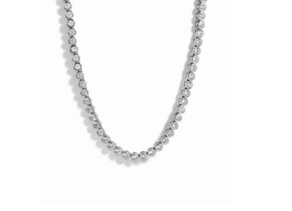 3MM ROUND BEZEL TENNIS NECKLACE WG 16'