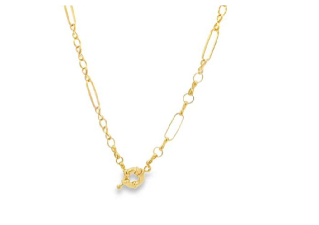 18k Gold Filled Rolo Paperclip round link Chain Choker YG