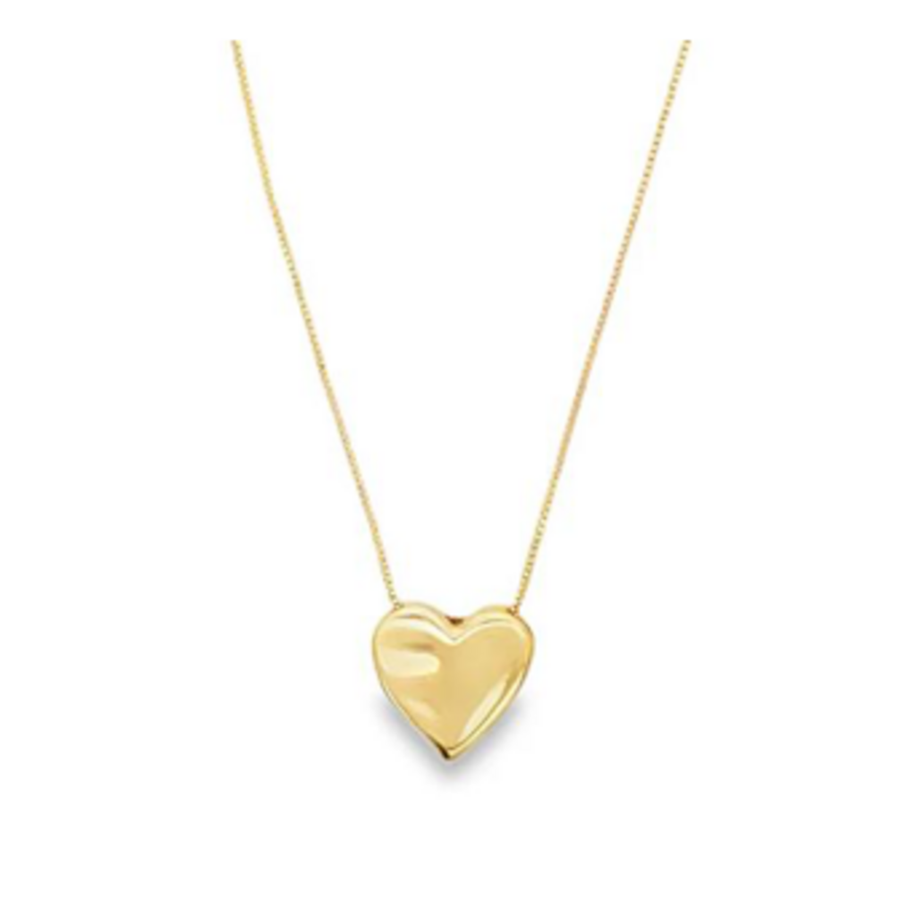 Crumbled Heart Charm Box chain Necklace YG