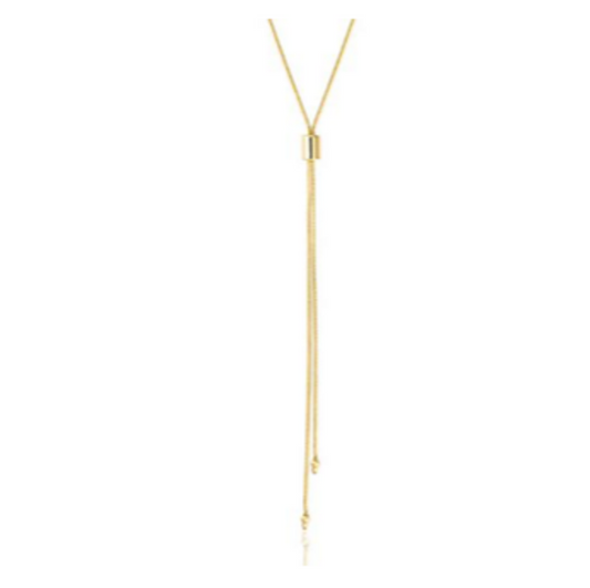 Adjustable Bolo Box chain Tie with Gold Beads YG