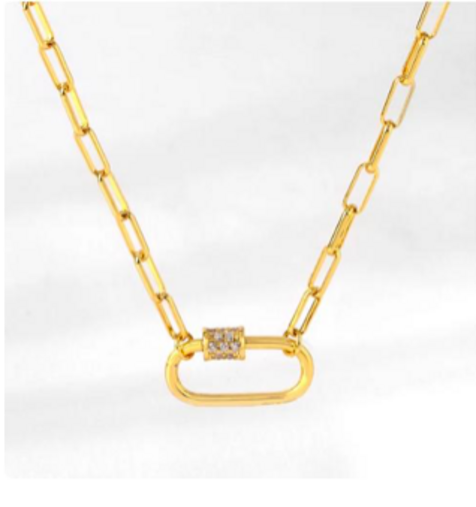 Paperclip Carabiner Necklace YG