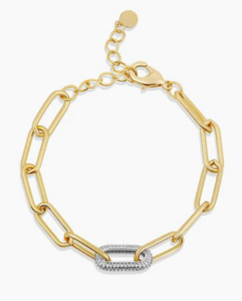 PAPERCLIP PAVE LINK BRACELET YG