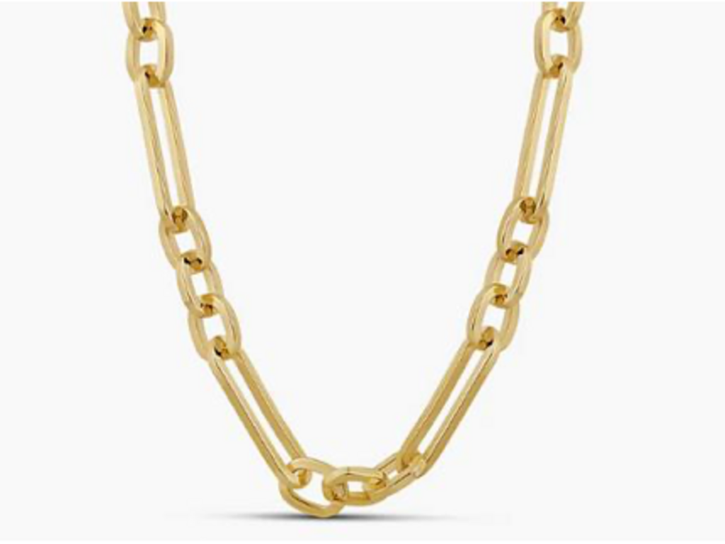 ELONGATED PAPERCLIP CHAIN NECKLACE YG
