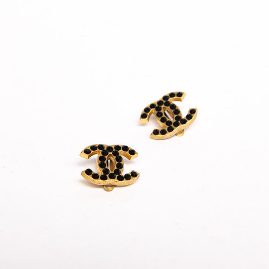 Chanel Black & Gold Embellished Icon Series Clip Earrings (2001)