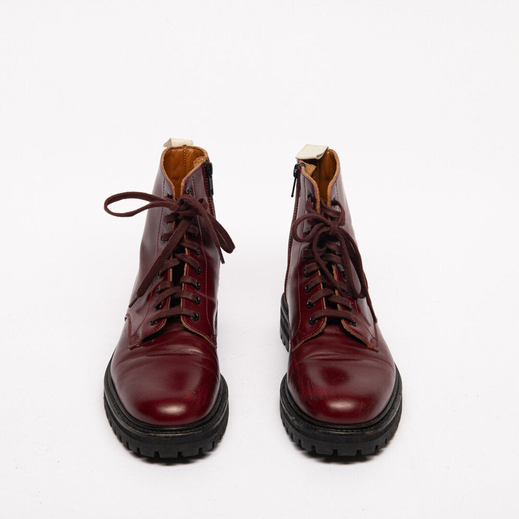 Woman By Common Projects Red Leather Combat Boots