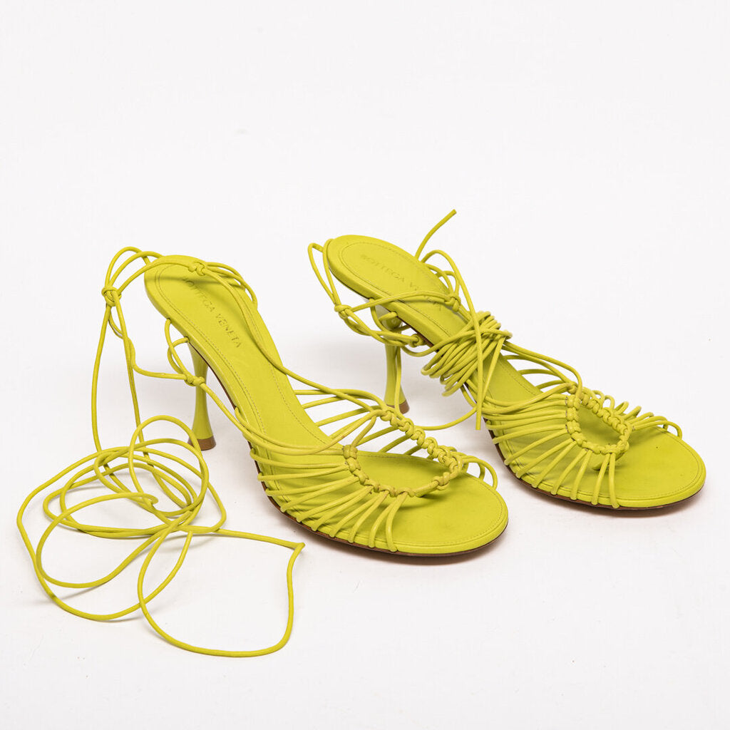 Bottega Veneta Neon Chartreuse Strappy Sandals