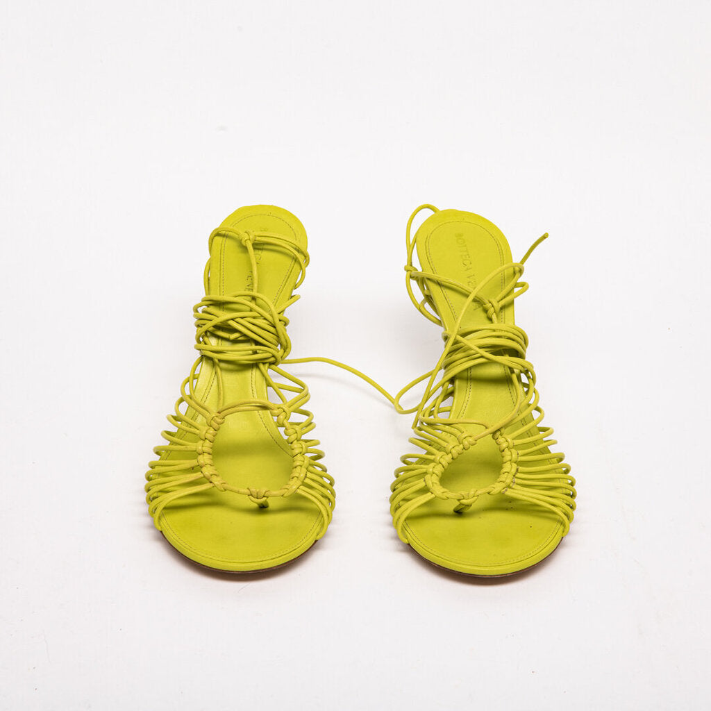 Bottega Veneta Neon Chartreuse Strappy Sandals