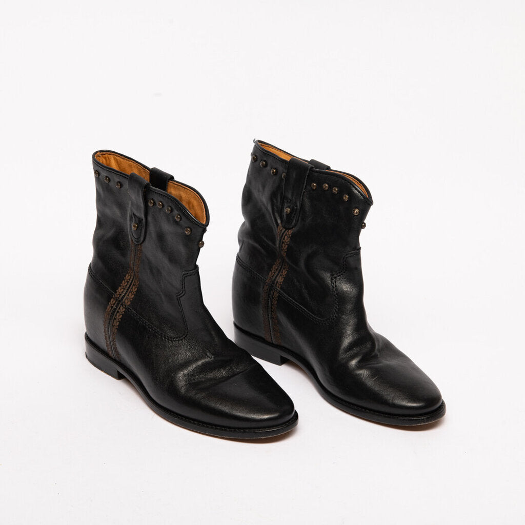Isabel Marant Black Leather Studded Ankle Boot