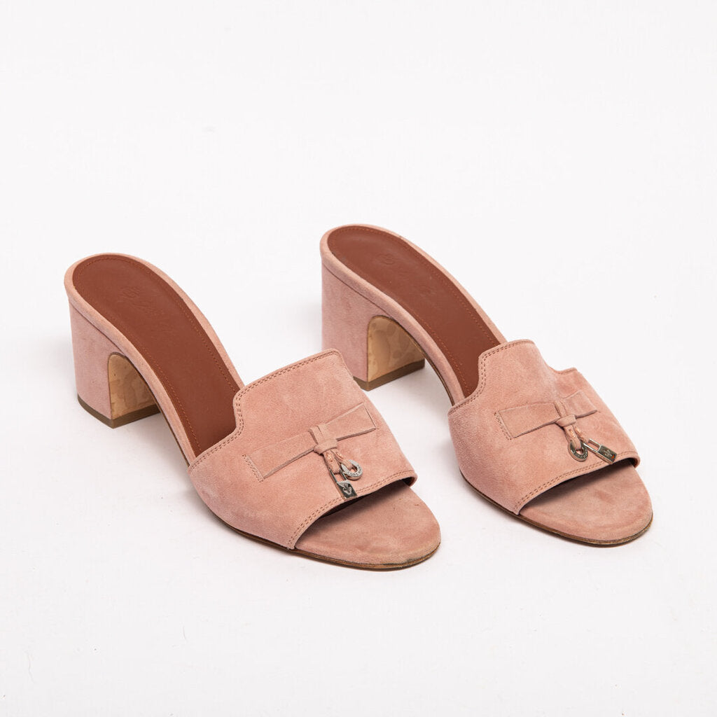 Loro Piana Pink Suede Summer Charms Sandal
