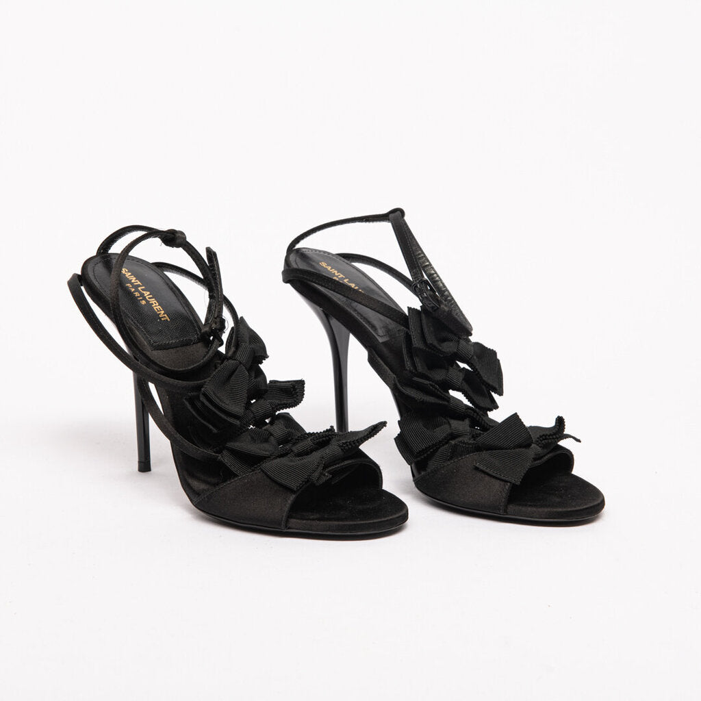 Saint Laurent Black Satin Ribbon Heels