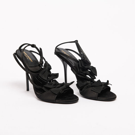 Saint Laurent Black Satin Ribbon Heels