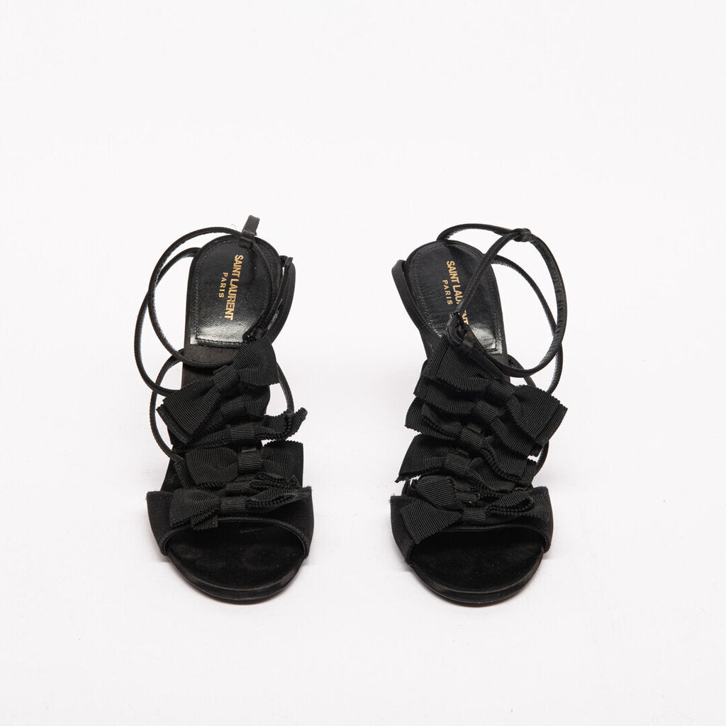 Saint Laurent Black Satin Ribbon Heels