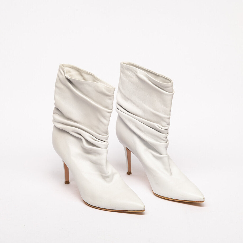 Gianvito Rossi White Leather Ankle Boot