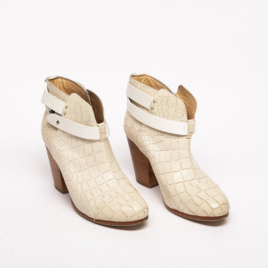 Rag & Bone Ivory Alligator Print Ankle Booties