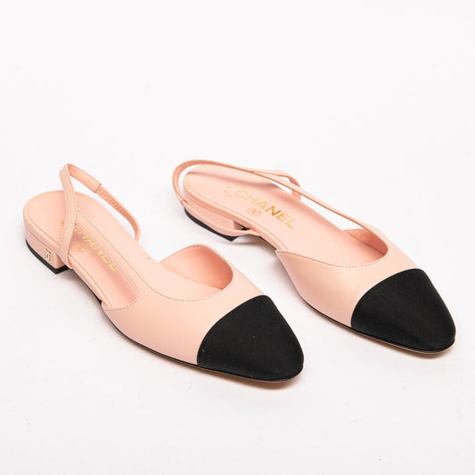 Chanel Pink Cap Toe Slingback Flats