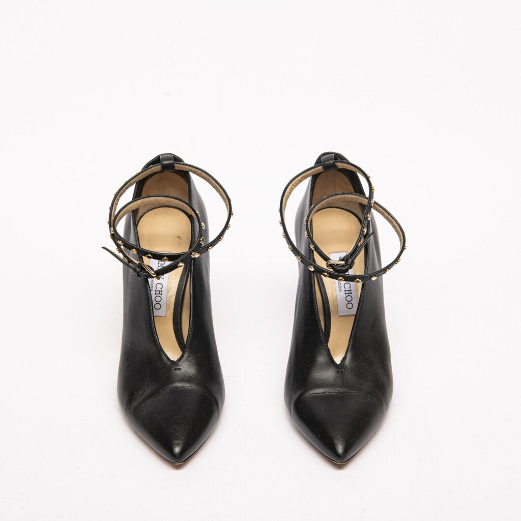 Jimmy Choo Black Leather Bootie Heel