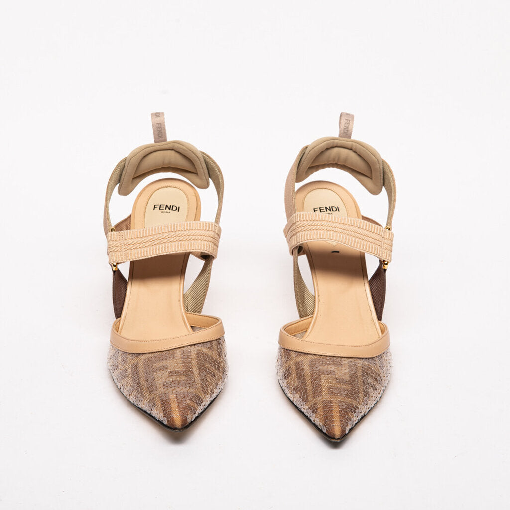 Fendi Nude Sequin Slingback Heel