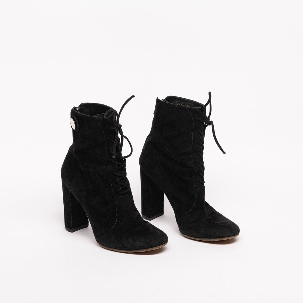 Gianvito Rossi Black Suede Lace Up Boot