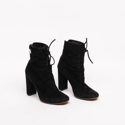 Gianvito Rossi Black Suede Lace Up Boot
