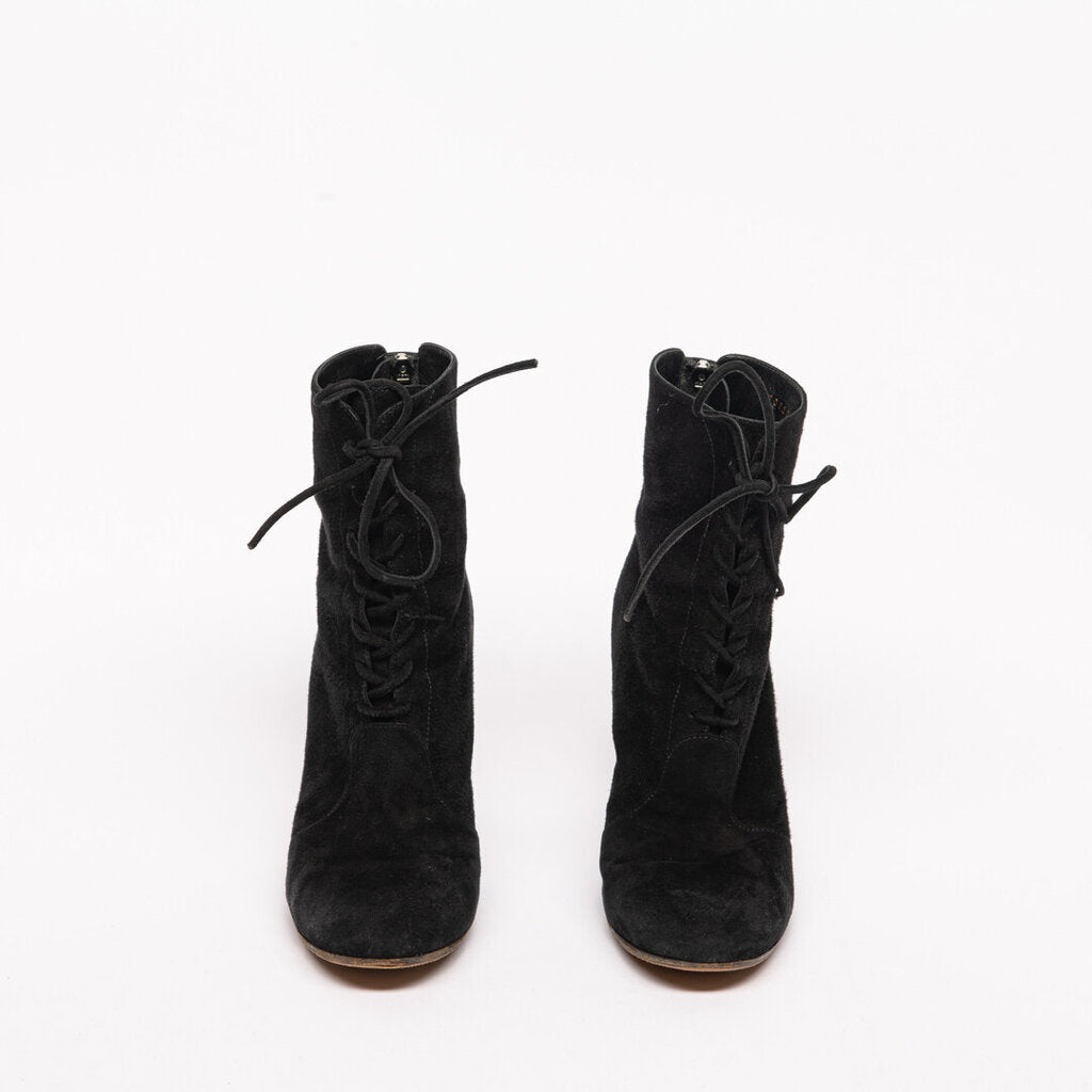 Gianvito Rossi Black Suede Lace Up Boot