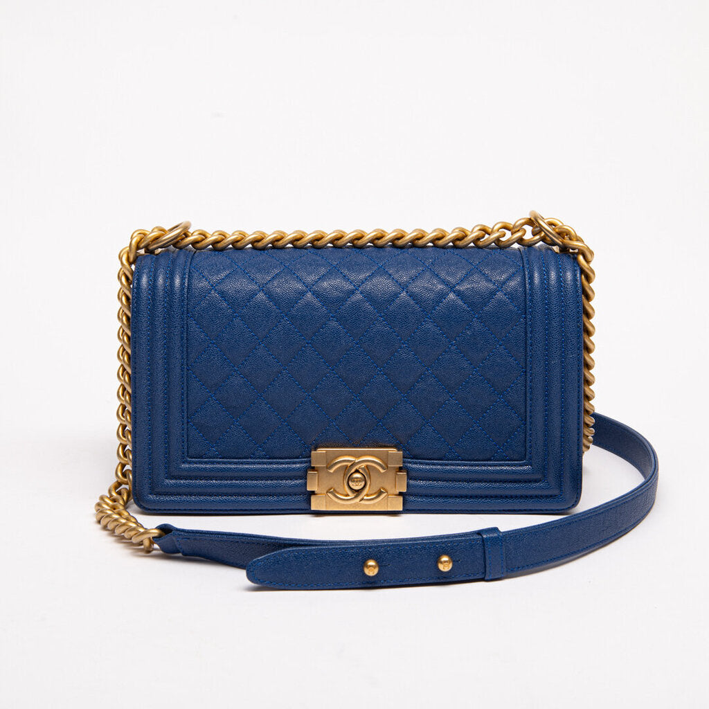 Chanel Blue Caviar Gold Hardware Boy Boy